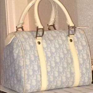 Christian Dior Boston Trotter Bag Purse Baby Blue